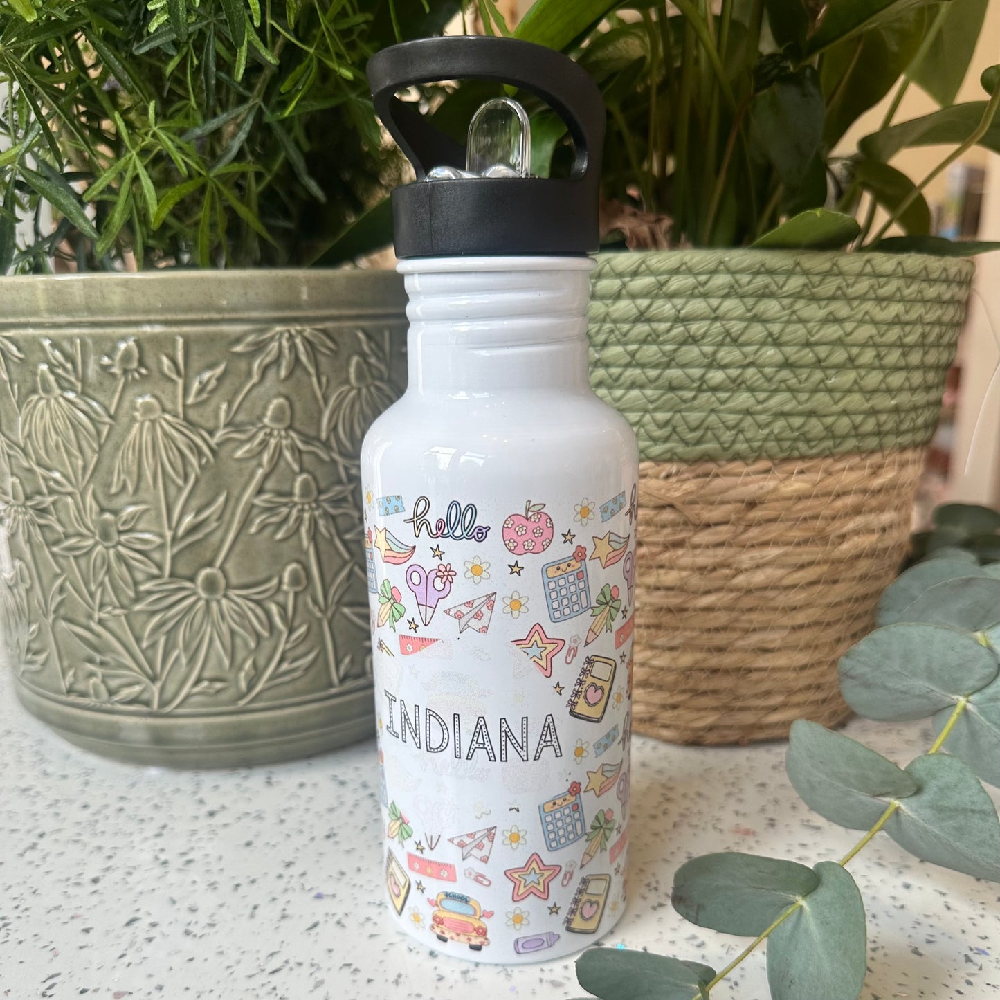 Personalised ‘school icons’ 600ml water bottle