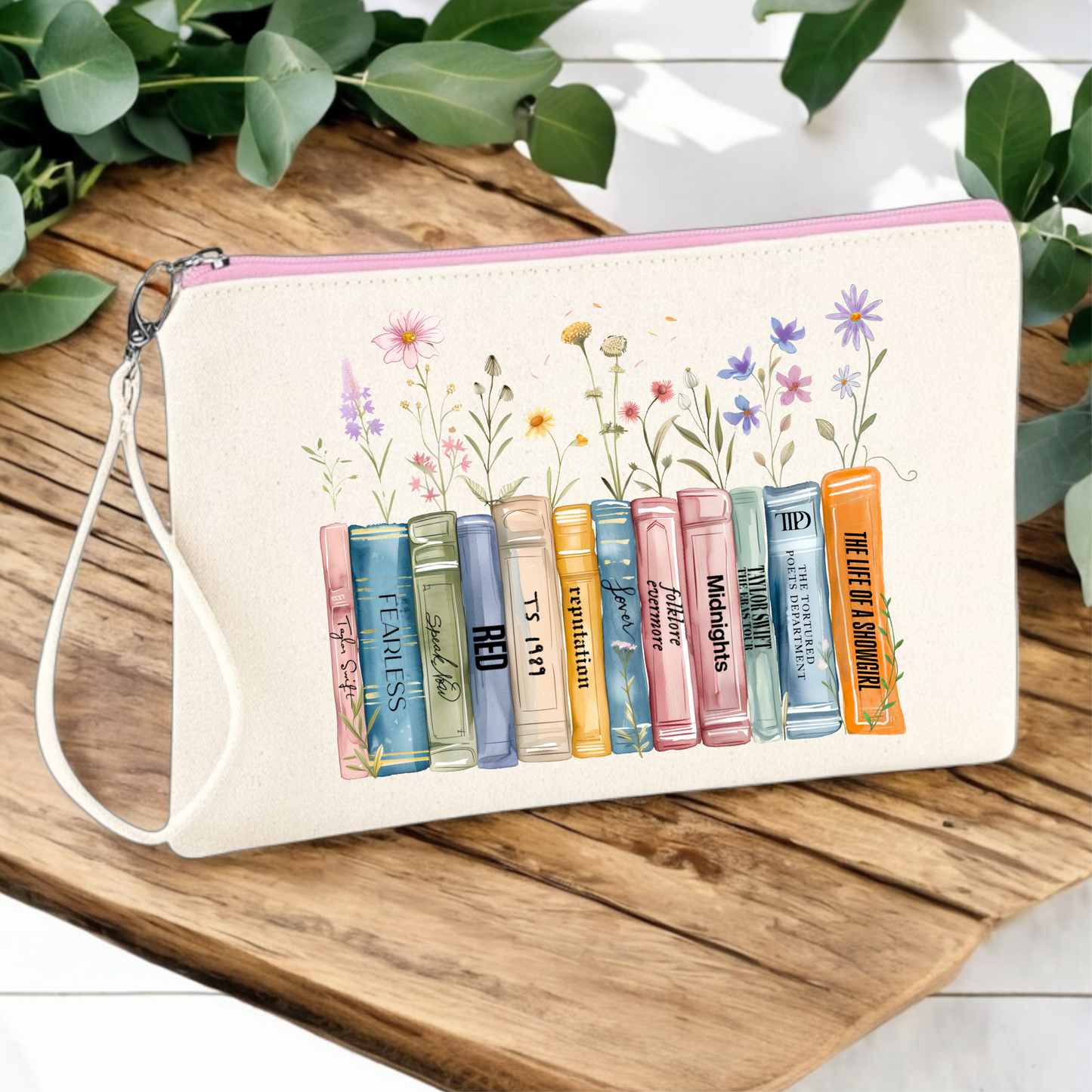 TS12 Wildflower albums as books cosmetic bag