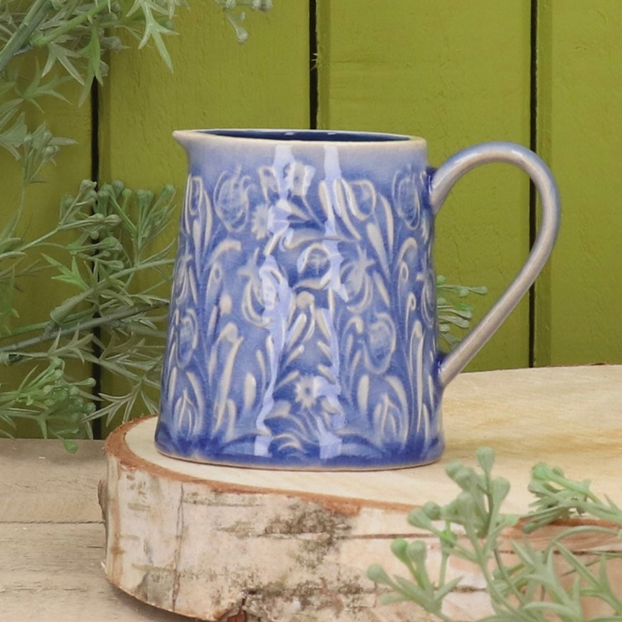 Stoneware Mini Jug - Blue Country Flowers