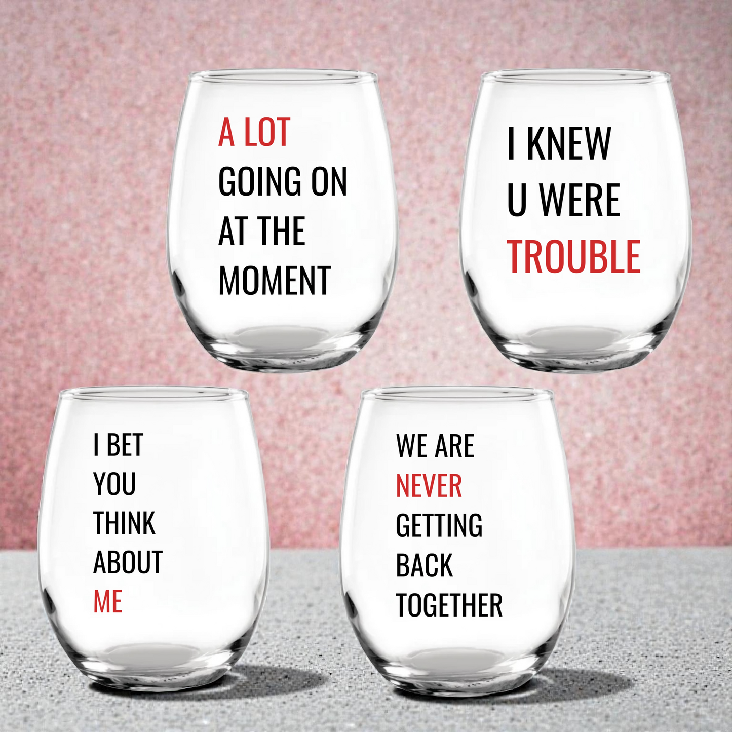 A lot going on Taylor stemless glass set of 4 glass tumbler