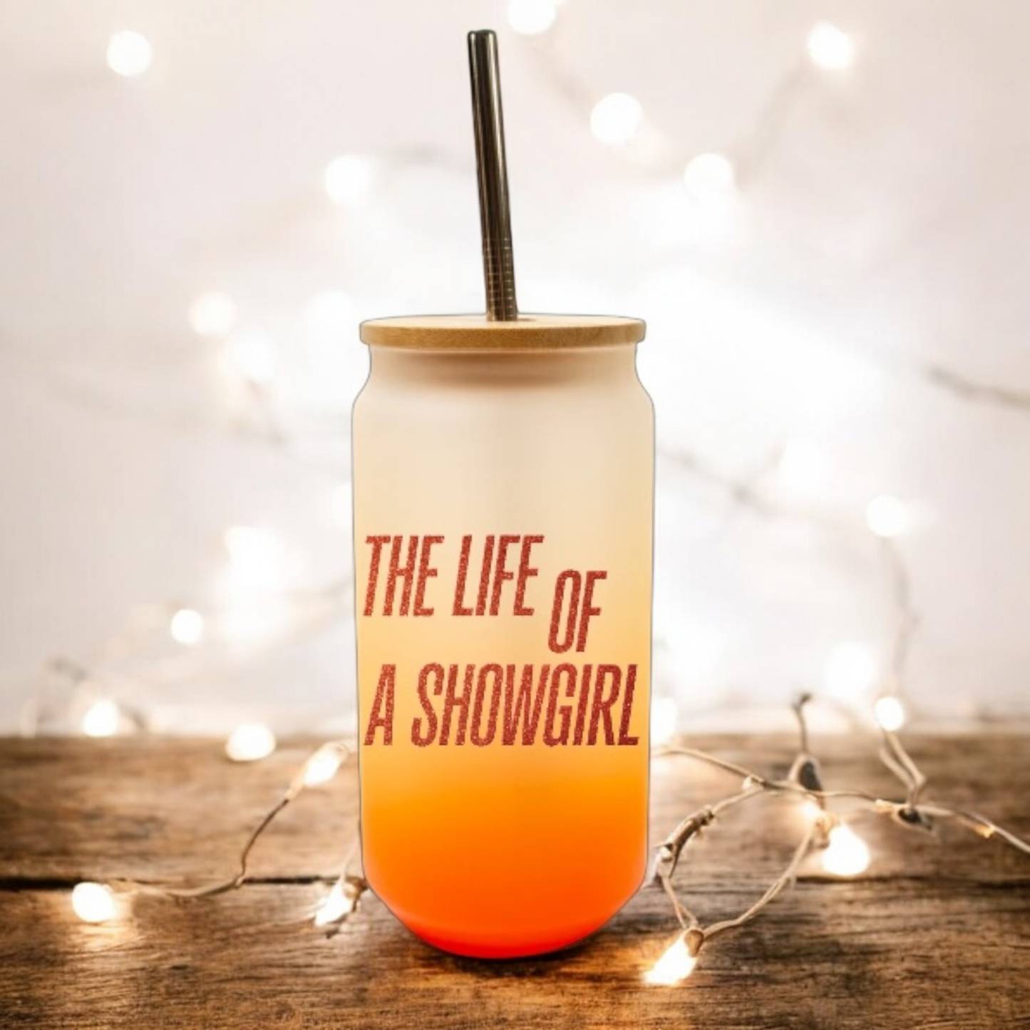 TS12 Showgirl Orange ombré frosted glass tumbler 550ml