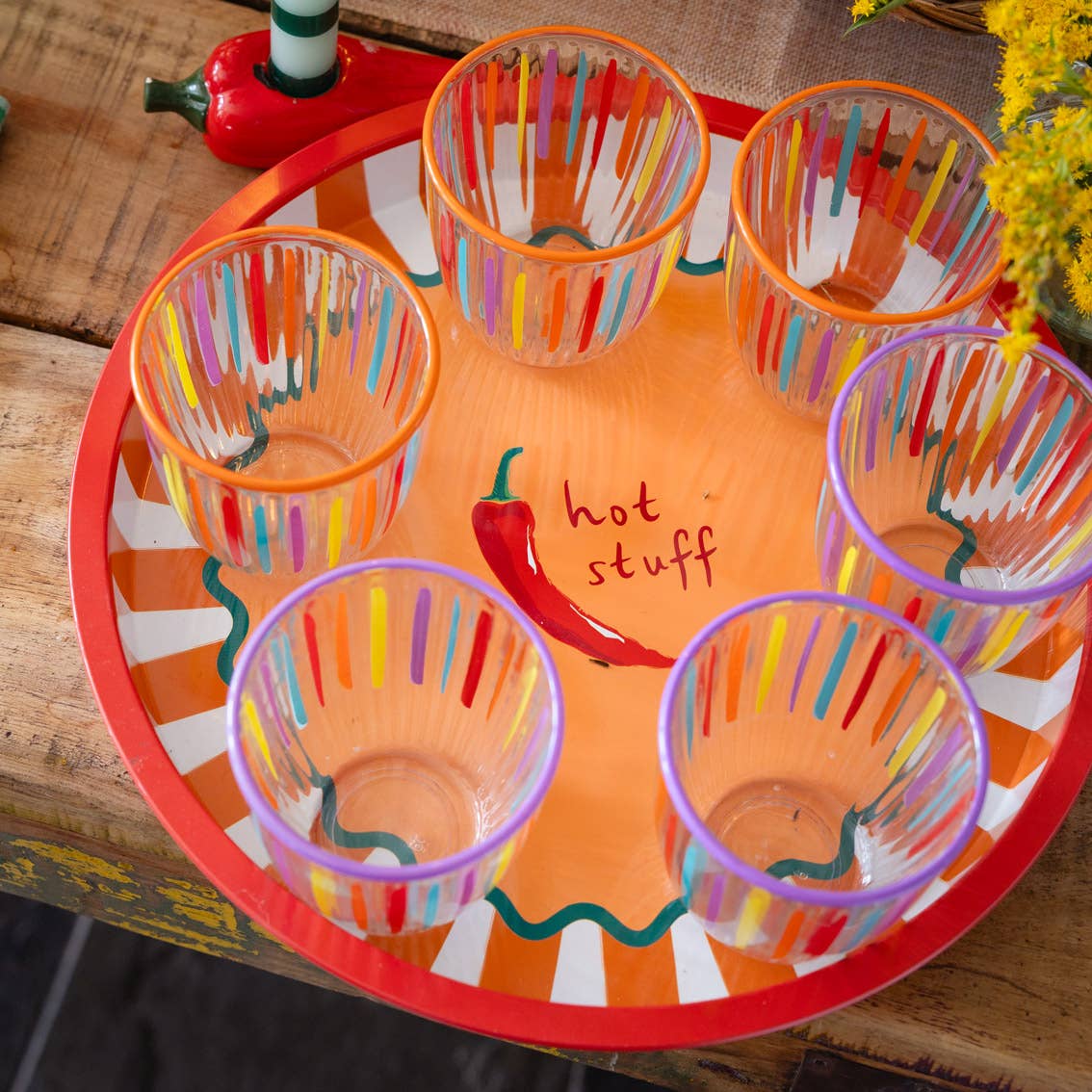 Multi-Coloured Drinking Glass Tumblers