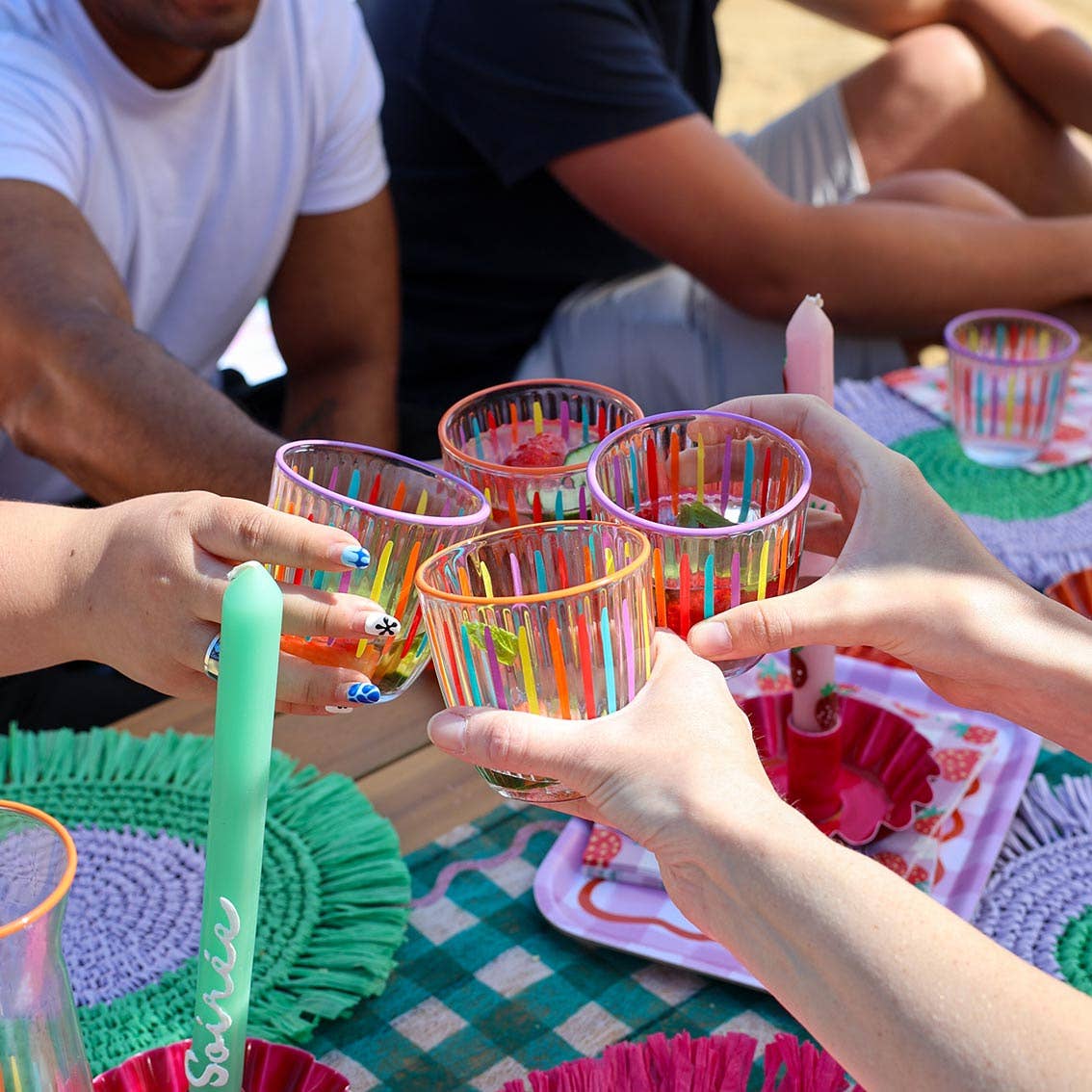 Multi-Coloured Drinking Glass Tumblers