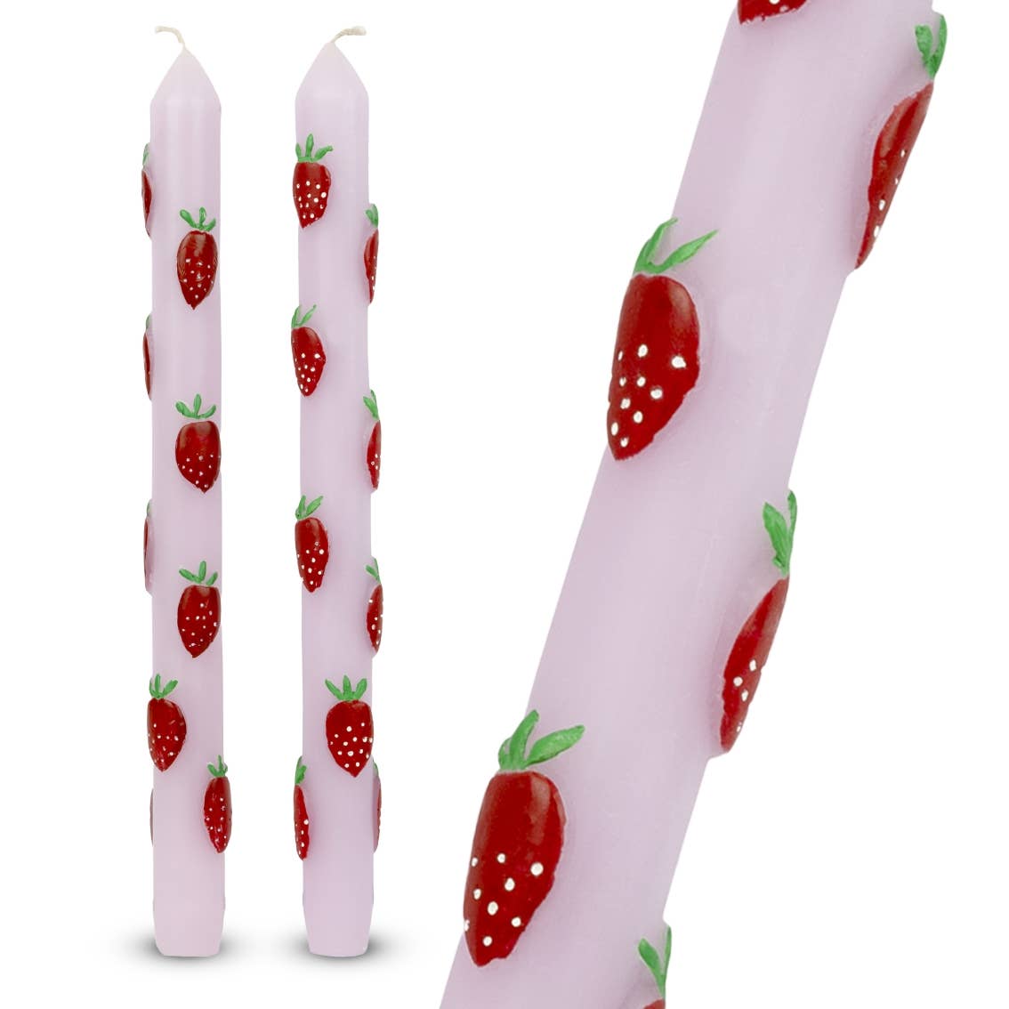 Statement Strawberry Lilac Coloured Dinner Candles | 2 Pack|