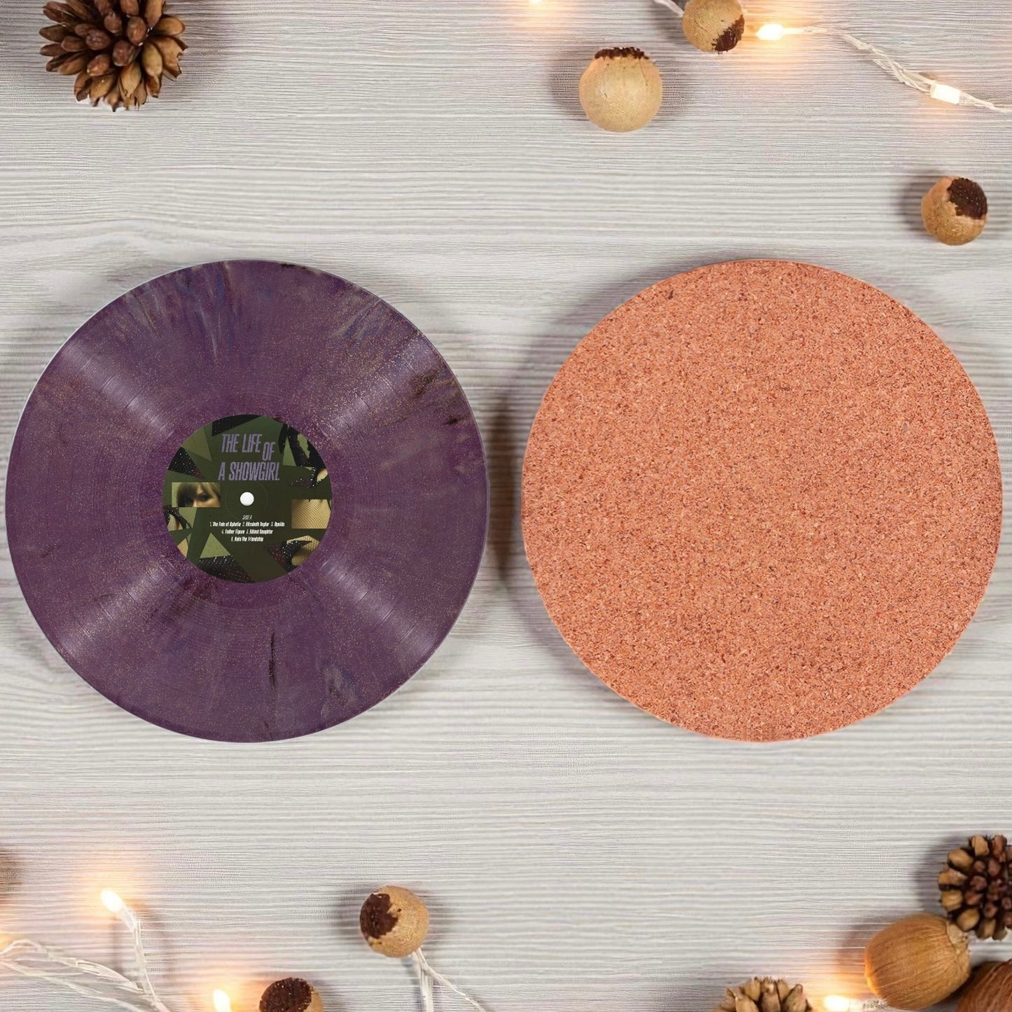 Showgirl Vinyl record round cork coaster | 7 variants