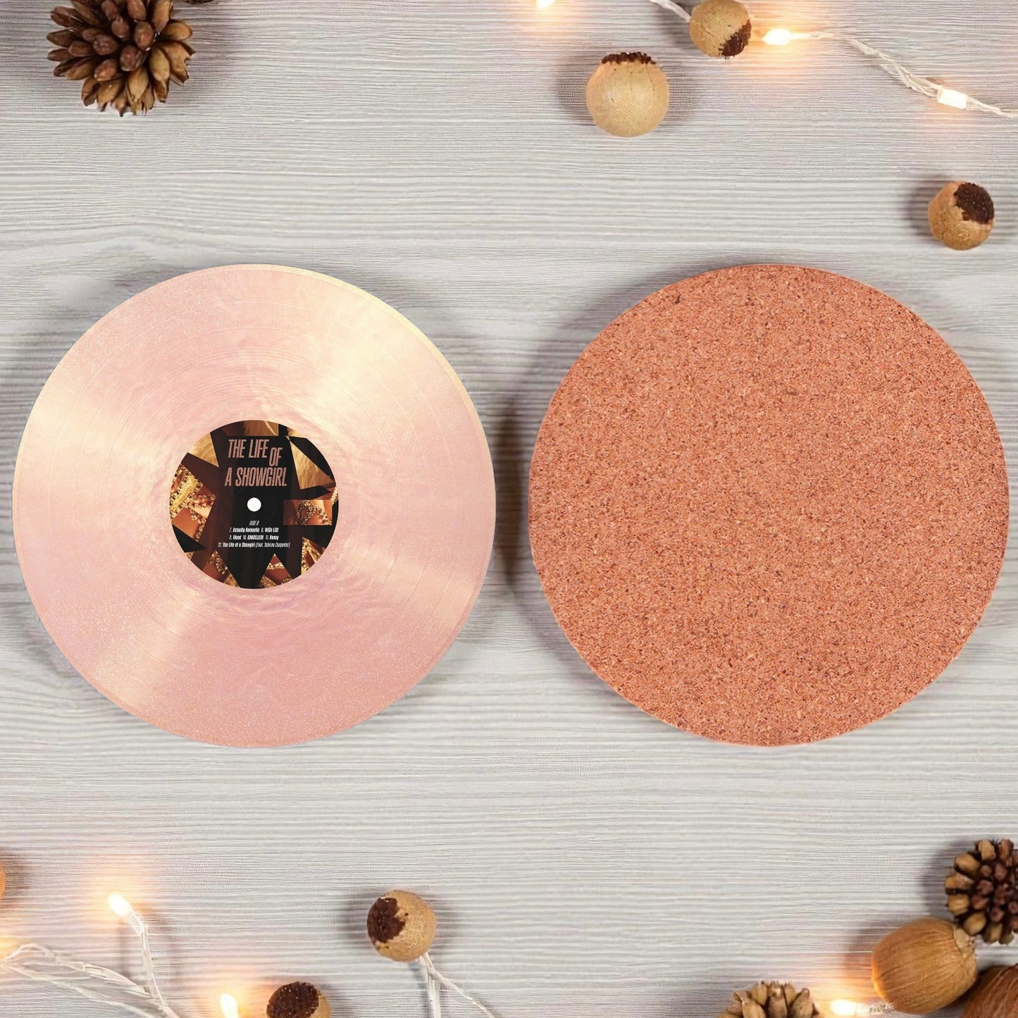 Showgirl Vinyl record round cork coaster | 7 variants