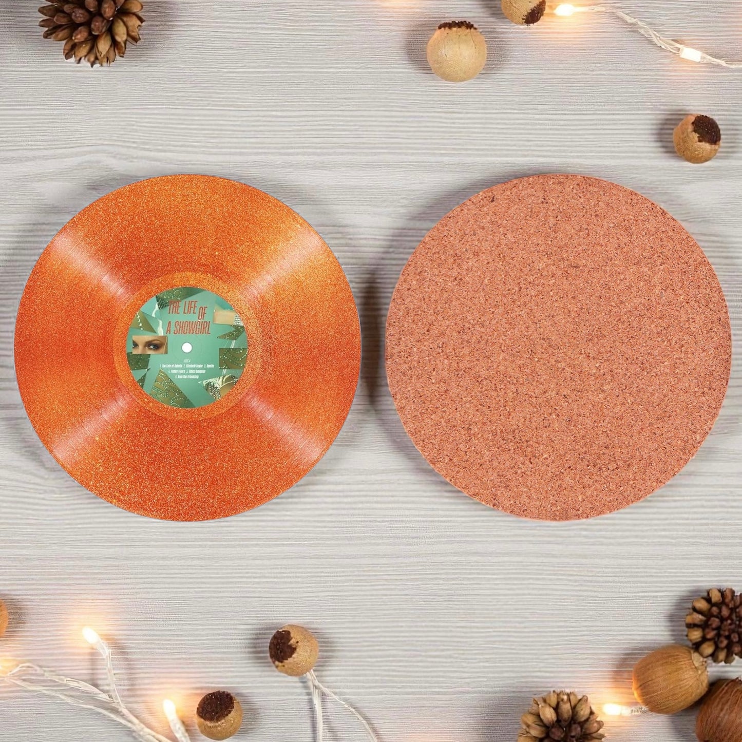 Showgirl Vinyl record round cork coaster | 7 variants