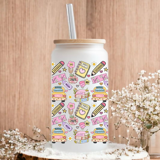 Swiftie school icons full wrap frosted glass tumbler 550ml