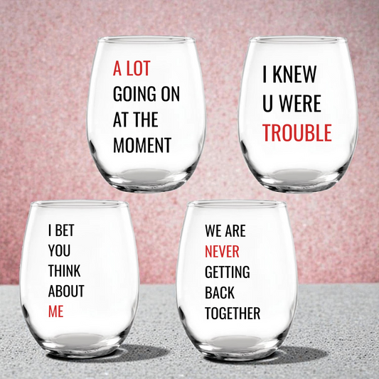 A lot going on Taylor stemless glass set of 4 glass tumbler