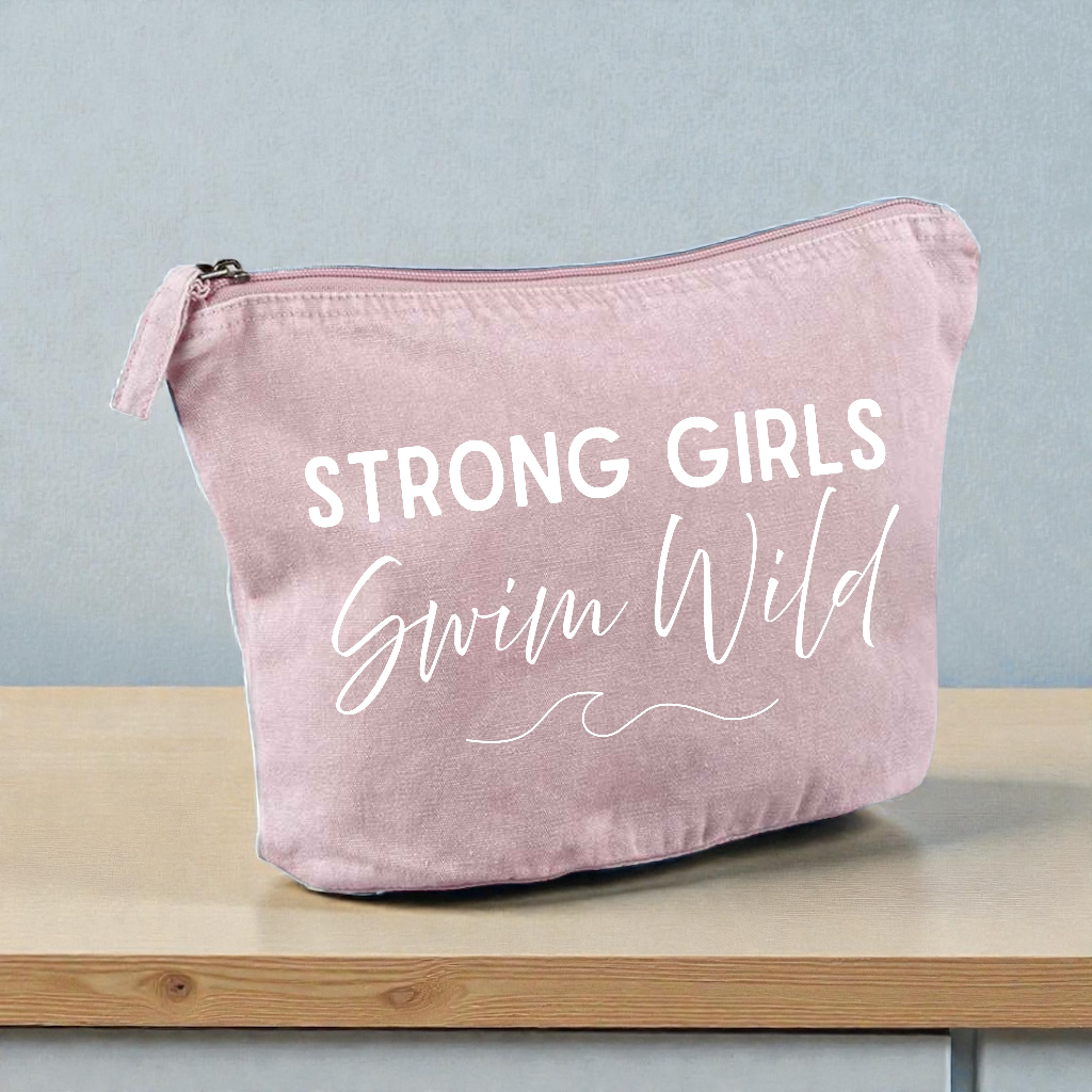 Vintage style Strong Girls Swim Wild cosmetic pouch