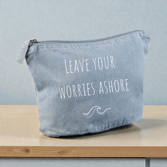 Vintage style Leave your worries ashore cosmetic pouch
