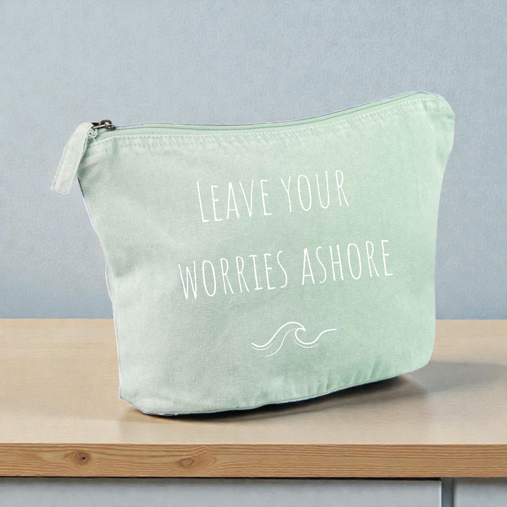 Vintage style Leave your worries ashore cosmetic pouch