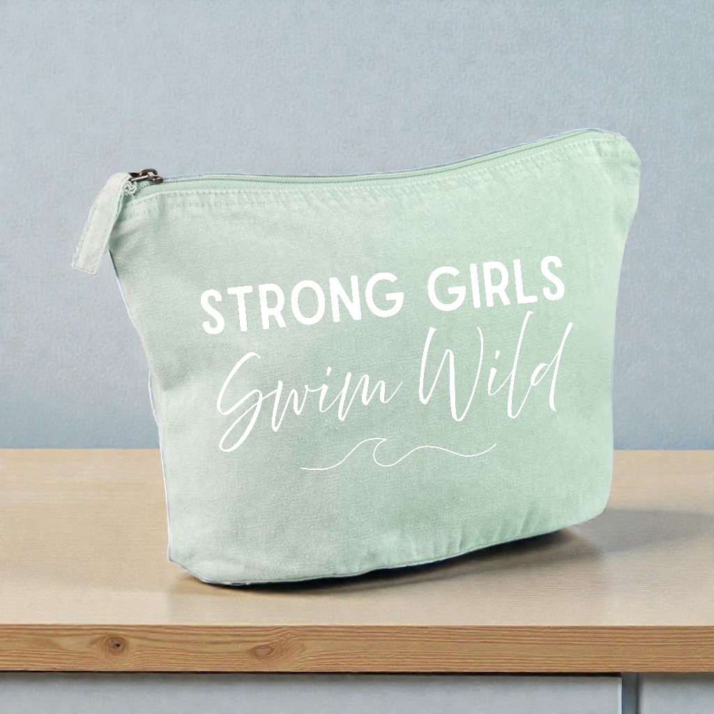 Vintage style Strong Girls Swim Wild cosmetic pouch