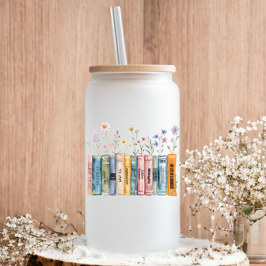 TS12 Albums as Books Swiftie frosted glass tumbler 550ml