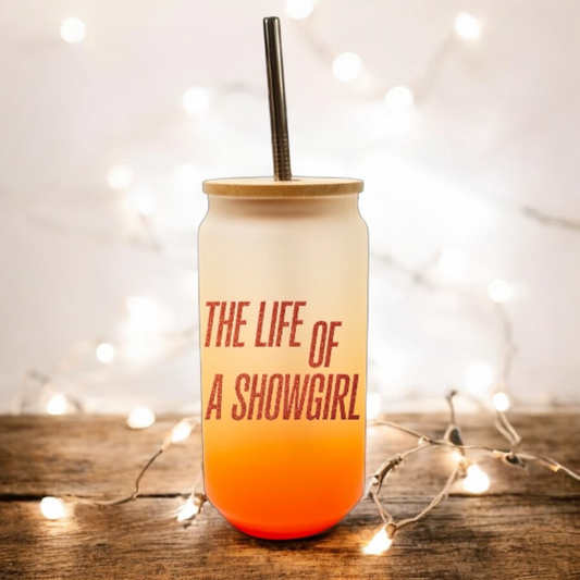 TS12 Showgirl Orange ombré frosted glass tumbler 550ml