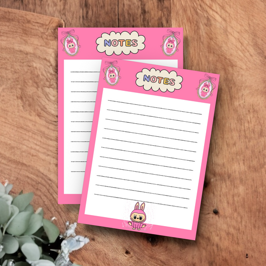 Labubu pink tearaway A6 notepad
