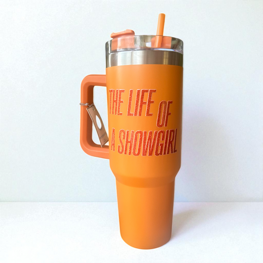 40oz tumbler orange show girl design