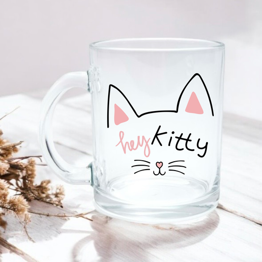 Hey Kitty 11oz glass mug